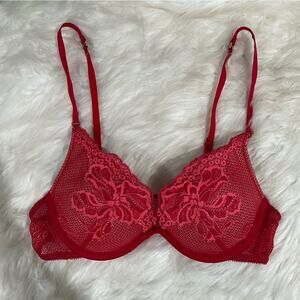 NEW Victoria’s Secret Very Sexy Floral Lace Pink Coral Padded Push Up Bra 34A